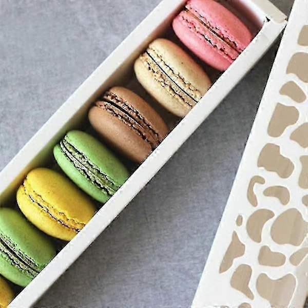 10 kpl Jälkiruokalaatikoita Elintarvikelaatuinen Näkyvä Paperi Ontto Macaron-lahjapakkaus Leipomolle
