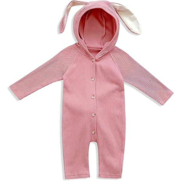 Min Första Påskoutfit Baby Flickor Kanin Body Strumpor med Lång Kanin Öron Hatt Nyfödd Baby Flickor Klädset (66cm)