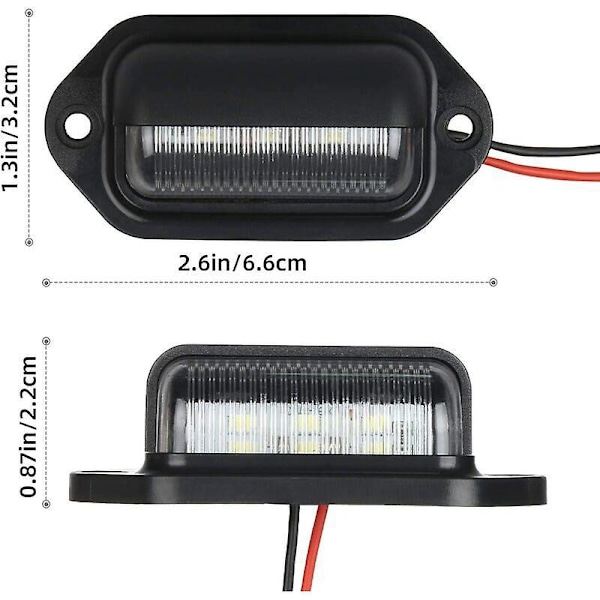 2 KPL LED-rekisterikilven valo Vedenpitävä 6 SMD LED-takavalo Rekisterikilven lamppu 12V/24V kuorma-autolle Pakettiautolle Perävaunulle Autolle Ajoneuvolle Asuntovaunulle