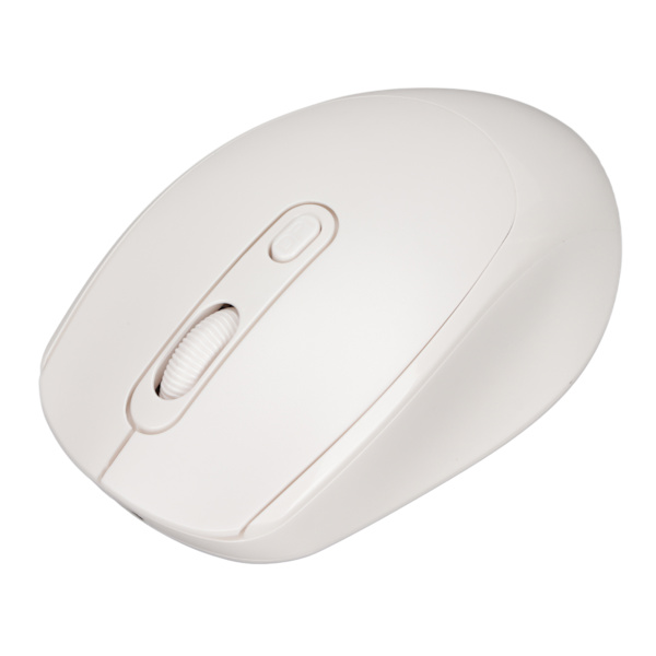 Trådlös mekanisk mus ergonomisk design 3 nivåer justerbar DPI 1600DPI 2.4G USB uppladdningsbar mus vit
