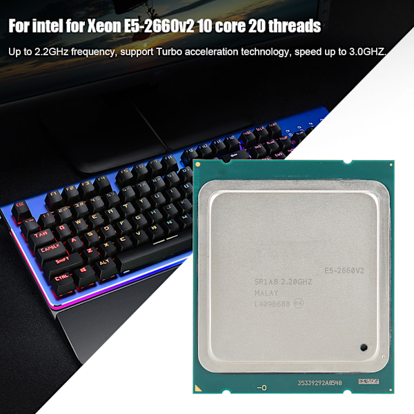 For intel for Xeon E5-2660V2 2.2GHz 10 Core 20 Threads LGA2011 CPU 25MB L3 QPI 8GT/S Processor