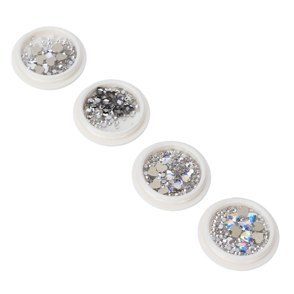 4st Nail art Olika former Rhinestone Glänsande platt bas Nagelprydnad Tillbehör