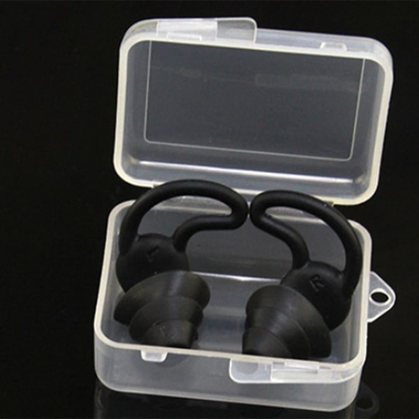 1 par silikon vanntett ørepropper støyreduksjon ørepropper for soving svømming læring svart