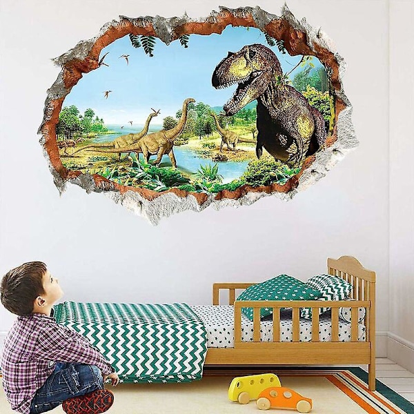Dinosaurie-väggklistermärke för barnrum, stort dinosaurie-väggklistermärke, dinosaurie-väggklistermärke för barns sovrum