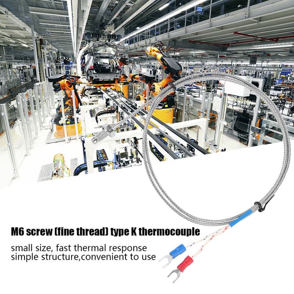 M6 Skruv Fin Gänga Typ K Termoelement Temperatursensor Kabel 0-400℃ (3 m)
