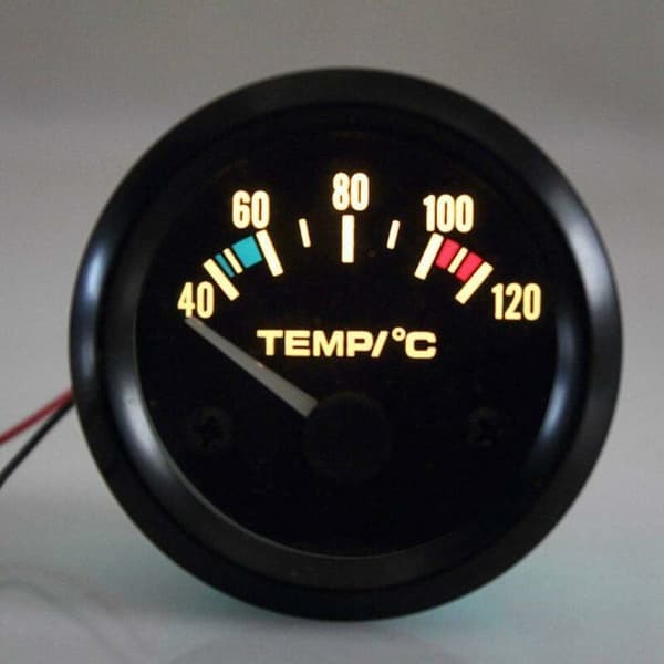 Bil Vandtemperaturmåler 40–120 °C – 52mm Sort LED-skive – Nem Installation – Rustfrit Stål