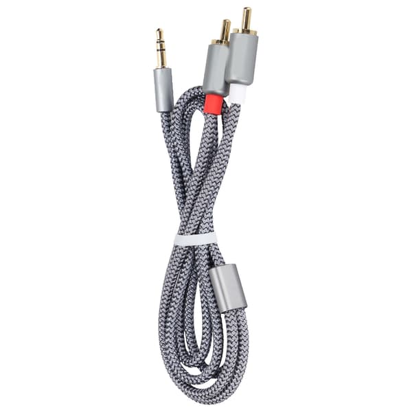 3,5 mm Jack til 2 RCA Aux lydkabel Høyfidelitets lydkabel for mobiltelefoner bærbare høyttalere
