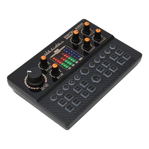 Mini ljudmixerbord intelligent brusreducering Bluetooth trådlöst live ljudkort röstväxlare för live streaming svart