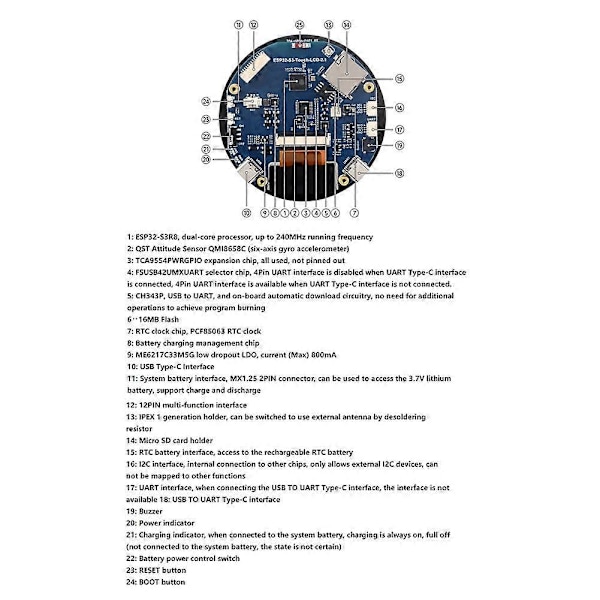 2,1-tommers rundt berøringsskærm udviklingskort ESP32-S3 chip