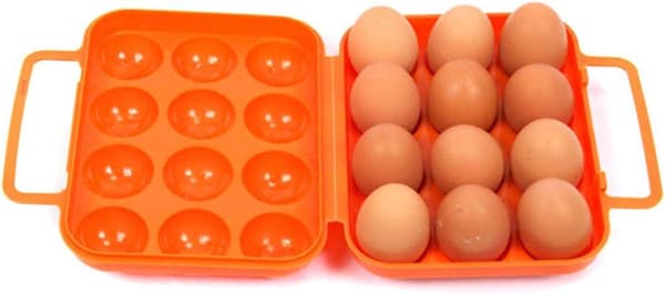 20*19.5CM - Bærbare eggbokser for 12 egg - Oppbevaringsboks i plast for camping, piknik