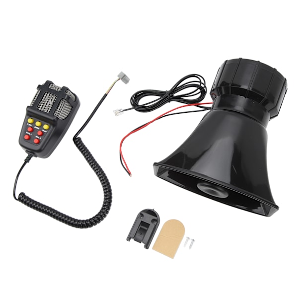 Alarmhorn Siren 7 Ljud Hög Bil Siren Horn Inspelningsfunktion Högtalarsystem för 12V Lastbil Lorry Båt Bil