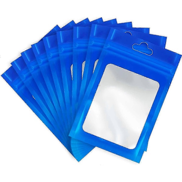 100 Stykker Mylar Pose Genanvendelig Lækagesikker Forseglings Smykketaske (13X21CM, Sort) blå