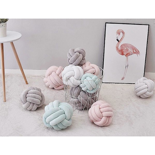 Mjuk Knutboll Prydnadskudde Heminredning Plysch Kudde Knuten Kudde Handgjord Rund Kudde Knuten Sovrumsinredning, 20x20cm - karamellfärg