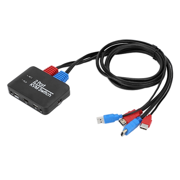 2-porttinen KVM-kytkin USB 2.0 HDMI -kytkin Windows/IOS/OS X/Linux/Netware/Unix/Android -käyttöjärjestelmille