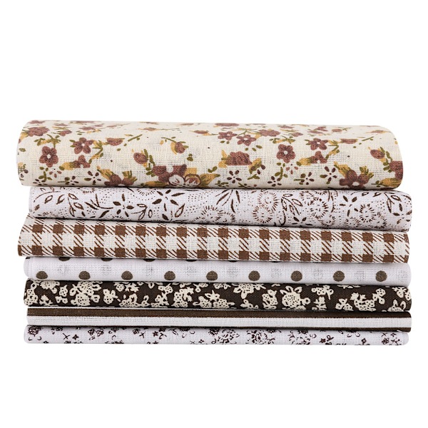 7 stk bomullsstoff firkantet blomst forhåndskuttet DIY patchwork stoff brun blomst serie (50 * 50 cm)