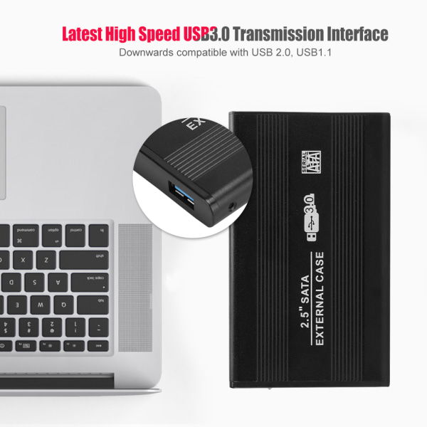 2,5 tommer SATA USB 3.0 mobil harddisk eksternt kabinett HDD aluminiumsboks