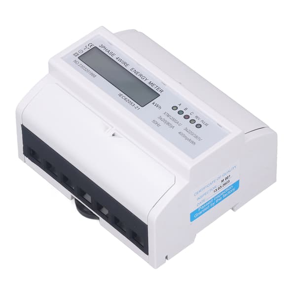 Elmåler 3-faset 4-leder 7P LCD digitalt display DIN-skinne montering Strømmonitor
