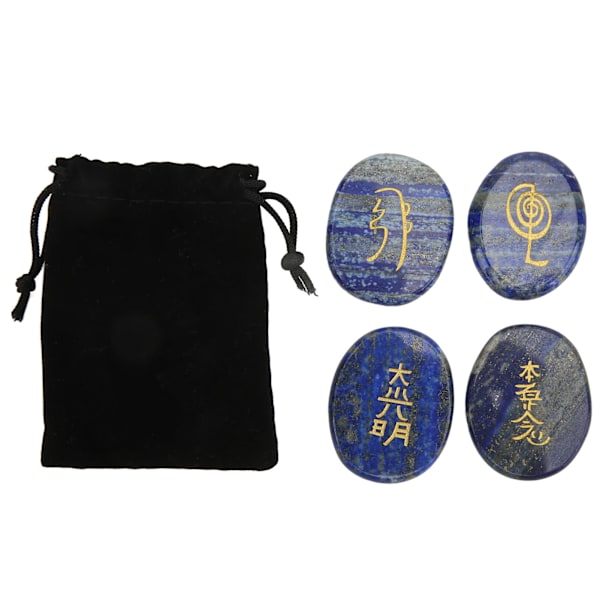 4 st Reiki-symboler stenar slätare ytor graverade Reiki-stenar för heminredning meditationsornament present Lazurit