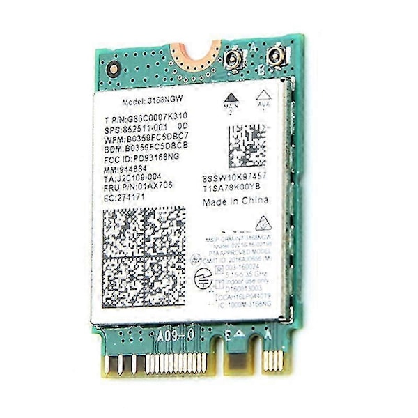 Dual Band Trådløs kompatibel med Intel 3168 3168NGW 433Mbps Bluetooth 4.2 802.11Ac NGFF WiFi Netværkskort