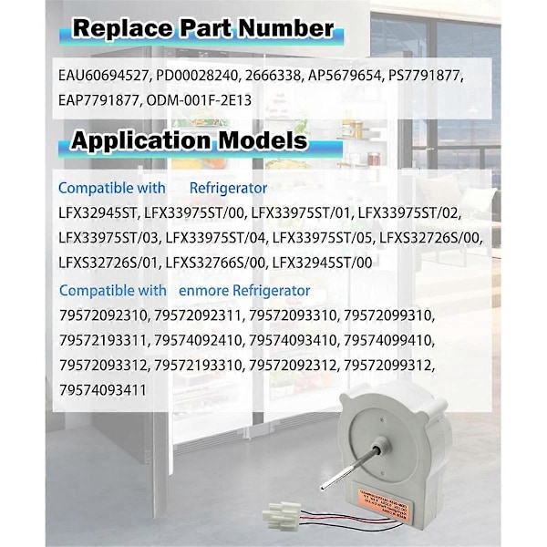 EAU60694527 Kjøleskap Fordamper Viftemotor for