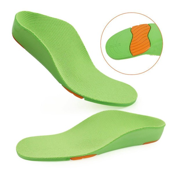 Green Arch Support-innleggssåler for flate føtter, størrelse 33-35 - Plantar Fasciitis og smertelindring i hælen