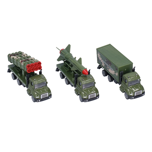 3 kappaletta 1:50 Diecast sotilasleluajoneuvoa Metallilejeeriminen Armeijan lelut Malli lapsille Pojille Taaperoille Vetää takaisin Sotilasautot