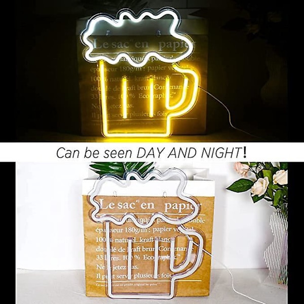 One Piece LED Neonvalo Olutlasin Muotoinen Neonkyltti Seinäkoristeellinen Keltainen Valkoinen Neon Baariin Pubiin Yökerhoon Ravintolaan Kauppaan Juhlakoristeluun