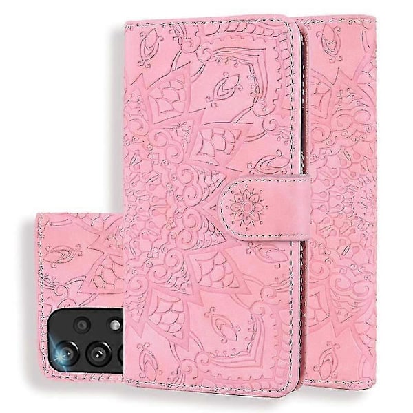 Plånboksfodral för Samsung Galaxy A33 5G Premium PU Läder Flip Cover Mandala Ljusrosa