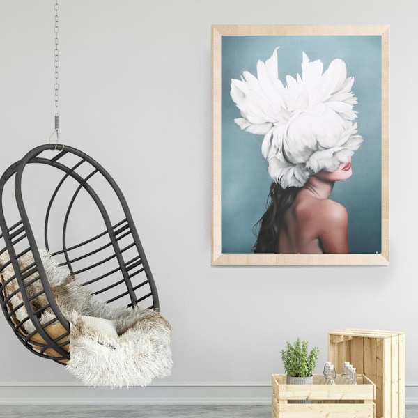 40x60cm Fjäder och flickfigur Modern stil Canvasmålning Väggkonst Bild Vardagsrumsdekor
