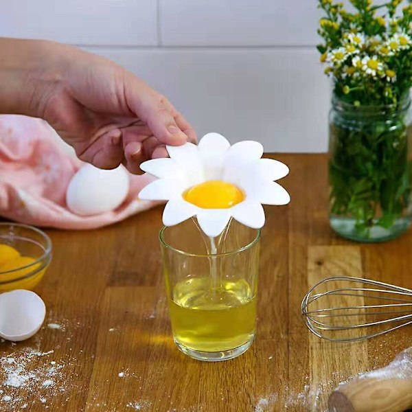 Daisy Äggseparator - Köksredskap för Bakning, Vit Äggvita-Separering, Söt Blomdesign