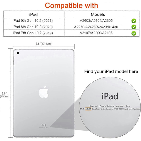Elefant Roterende Etui til iPad 9. Gen 2021/iPad 8. Gen 2020/iPad 7. Gen 2019 - 360 Graders Roterende Stand med Auto Sleep Funktion til iPad 10.2