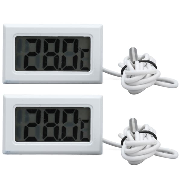 2 st Elektronisk Digital Termometer Termostat Temperaturmätare 2s Uppdatering med Sond Vit