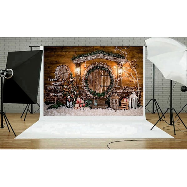 Jul Fotobakgrund, 1,2x0,8m Bakgrunder för Fotostudio, Julgran Öppen Spis Dekoration Banner Hemfest Bakgrund, Fotografering B