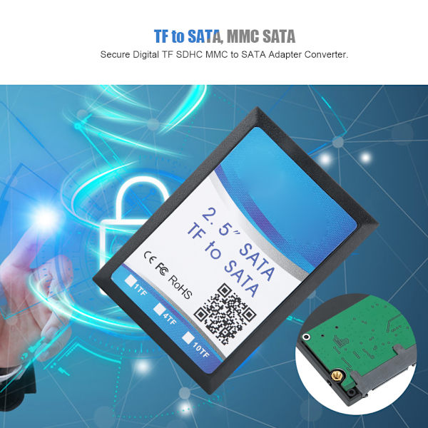 TF/SDHC/SDXC/MMC-kortti SATA 2,5 tuuman kiintolevyyn, jossa nopea FT1307-siru