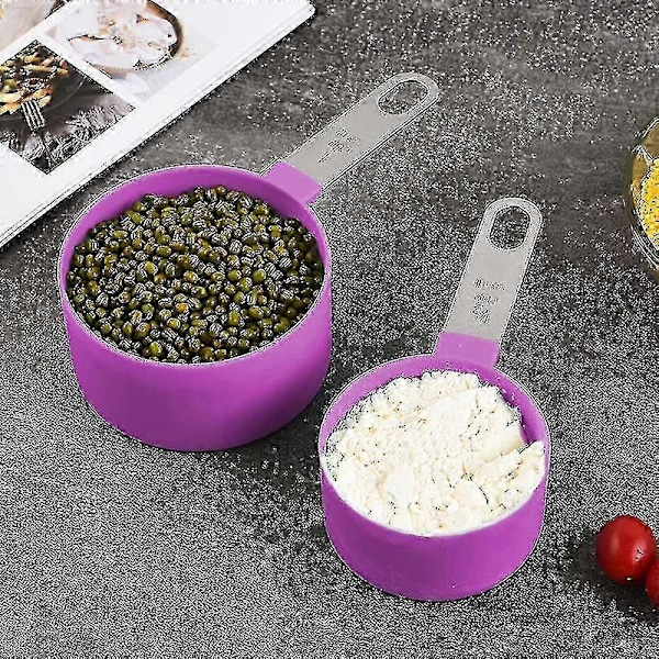 Stablebare Målekopper i Rustfritt Stål med Håndtak for Måling av Tørre og Flytende Ingredienser-
