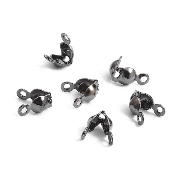 100 stk Perler Tips Knutedeksler Mote Metall Håndlagde Clamshells Crimp Perle Tips Knutedeksler DIY Smykker Tilbehør Ruthenium Svart