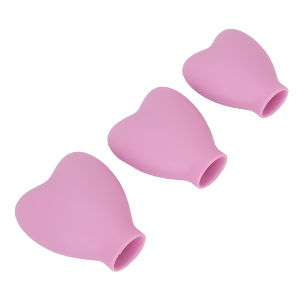 3 stk. Makeup Brush Cover Bærbar Silikone Hjerteformet Kosmetisk Børste Beskyttelseshætte til Kvinder Piger Pink