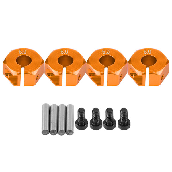 12mm Universal Wheel Hex Hub Adapter for HSP Sakura 1/10 Scale RC Car (5mm, Golden orange)