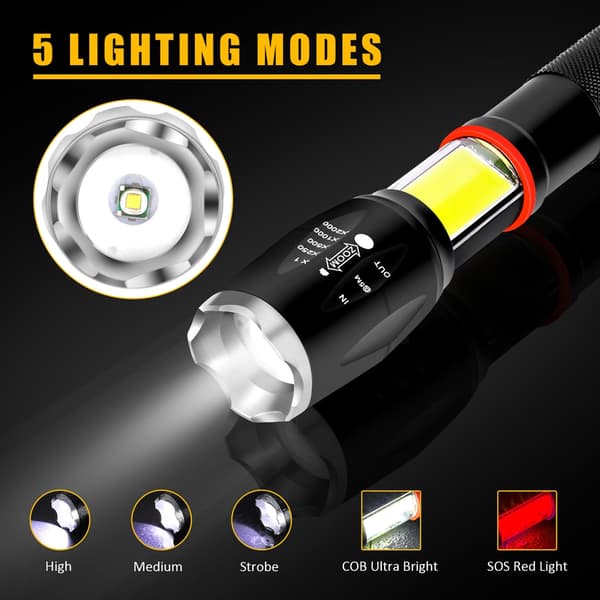 LED COB -taskulamppu 500 lm erittäin kirkas tehokas zoomattava taskulamppu