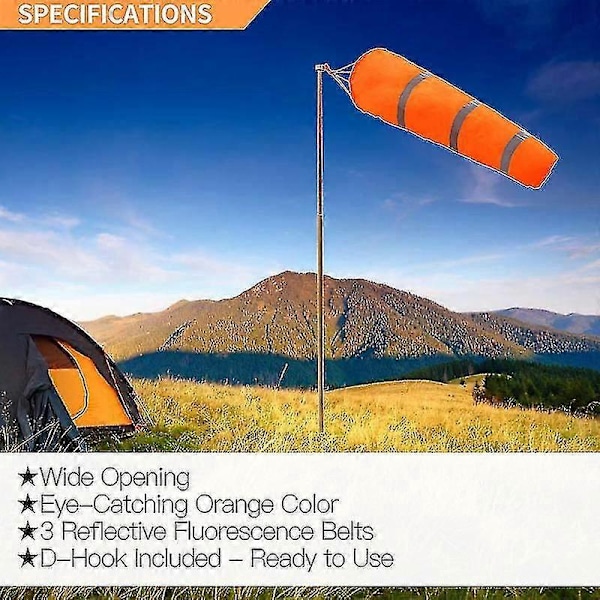 60/80/100cm Reflekterande Vindstrut Utomhus Flygplats Vindriktning Vindtät Vindsocka Vädervane Vindpåse Vindflöjel Indikator Orange-grå 60cm