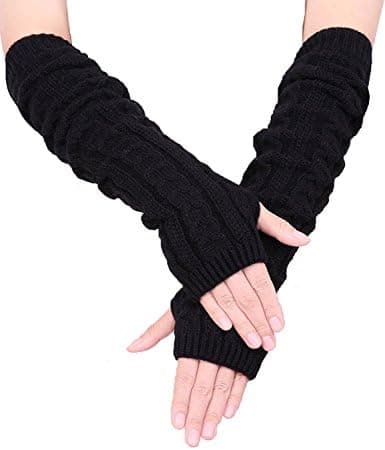 Fingerløse vanter med tommelfingerhul, lange vinterarmvarmere, 2-pak