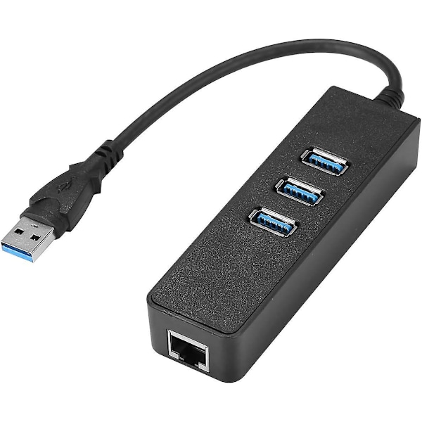 3 Port USB 3.0 HUB till RJ45 Gigabit Ethernet 10/100/1000 Mbit USB Ethernet Adapter för Macbook, Surface Pro, Chromebook