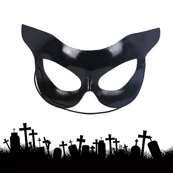 Catwoman Halloween Party Kostume - Sæt med 3 Halvmaske Kattemasker