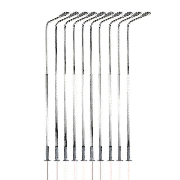 10 stk. Metal Gadelygte Modelbygning Enkelt-hoved LED Lys Lygtepæl Model Jernbane Gadelys 3v Dc ny zd