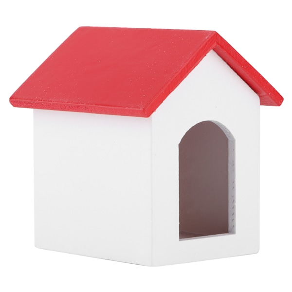 1:12 Dockhus Trähundhus Simulerad Miniatyr Kennelmodell Lekleksakstillbehör Rött Tak Vit Vägg Kennel