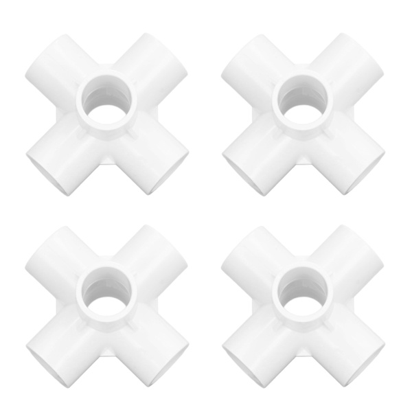 10 STK PVC-plastrørforbindelse 6-vejs rør Hjørnealbuefittings 25mm indvendig diameter hvid