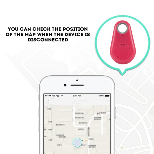 Mini Bluetooth Tracker Bag Lommeboknøkkel Kjæledyr Anti tapt Smart Finder Locator Alarm rød red