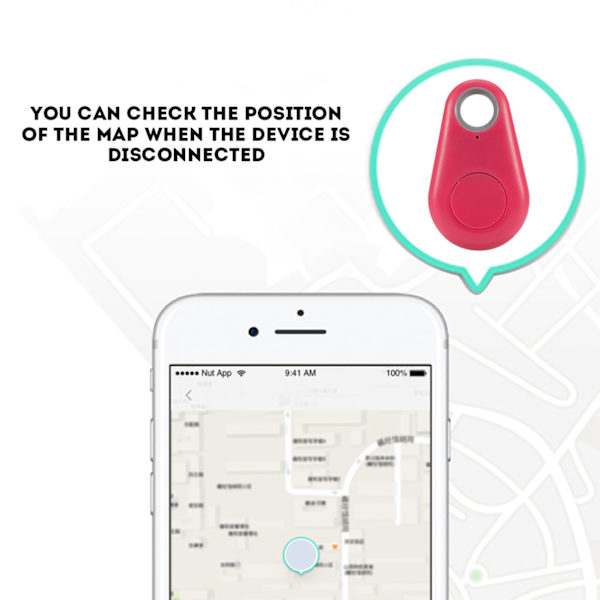 Mini Bluetooth Tracker Bag Lompakkoavain Pet Anti kadonnut Smart Finder Locator Hälytin punainen red