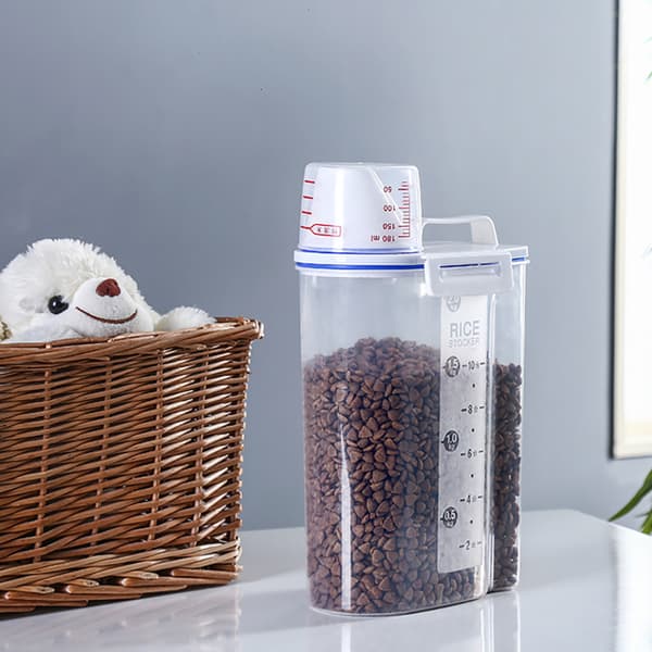 Fuktsäker plast transparent förseglad hink med skala bärbar köksförvaringslåda