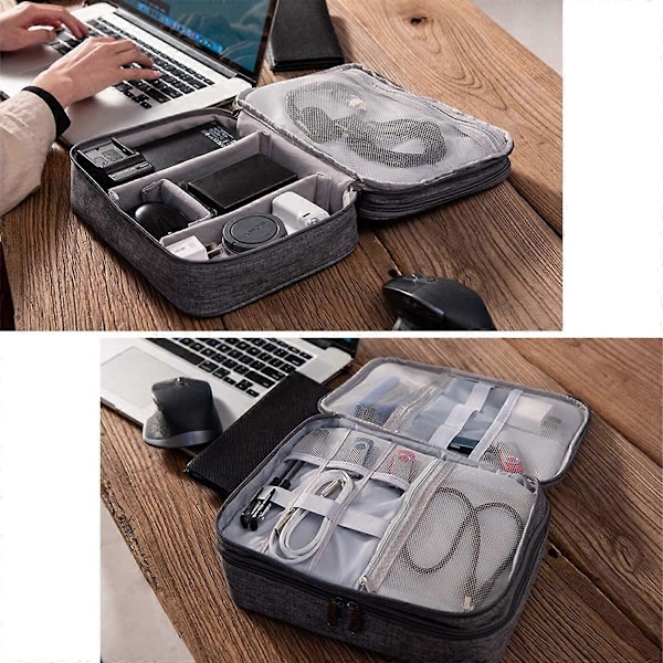 Multifunksjonell Elektronikkveske Vanntett Bærbar Kabelveske for Nettbrett, Ekstern Harddisk, Lader, Kabler, Ting, Adaptere, Minnekort, USB-kabel